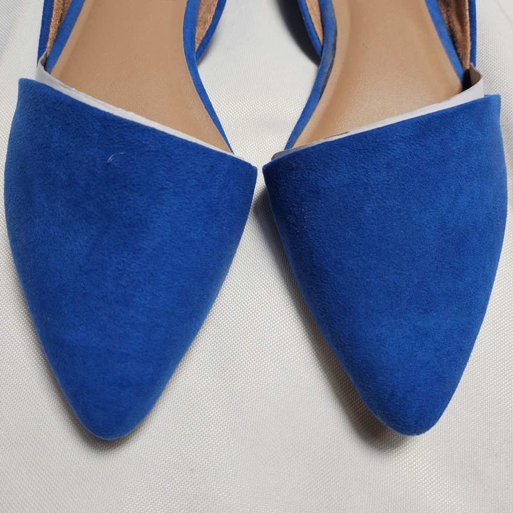 Merona Blue Poppy D Orsay Pointed Toe Flats Shoes Women's Size 6 - Picture 2 of 11